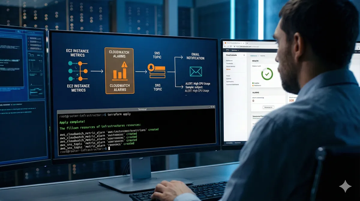 Implementar alarmas de infraestructura con Terraform en AWS (SNS + CloudWatch) paso a paso